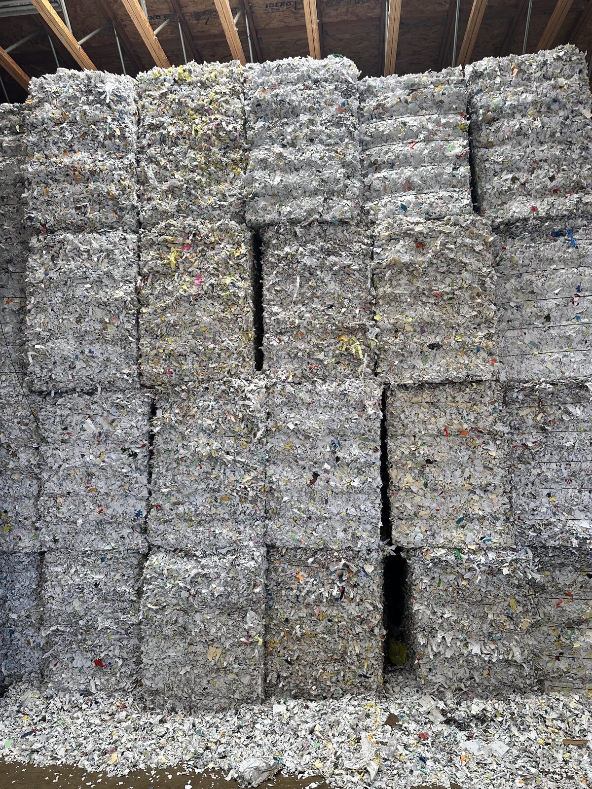 Sorted office paper bales